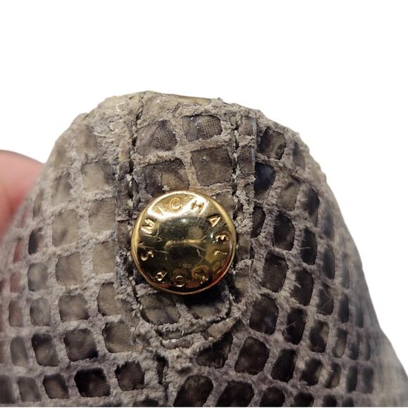 Michael Kors Snake skin Heels Gold Logo Hardware 4.5" Heel Sz 9M - Picture 11 of 11